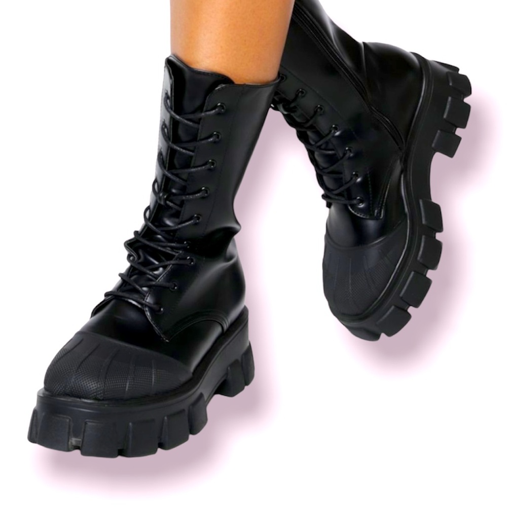 Chunky Mid-Calf Combat Boots
